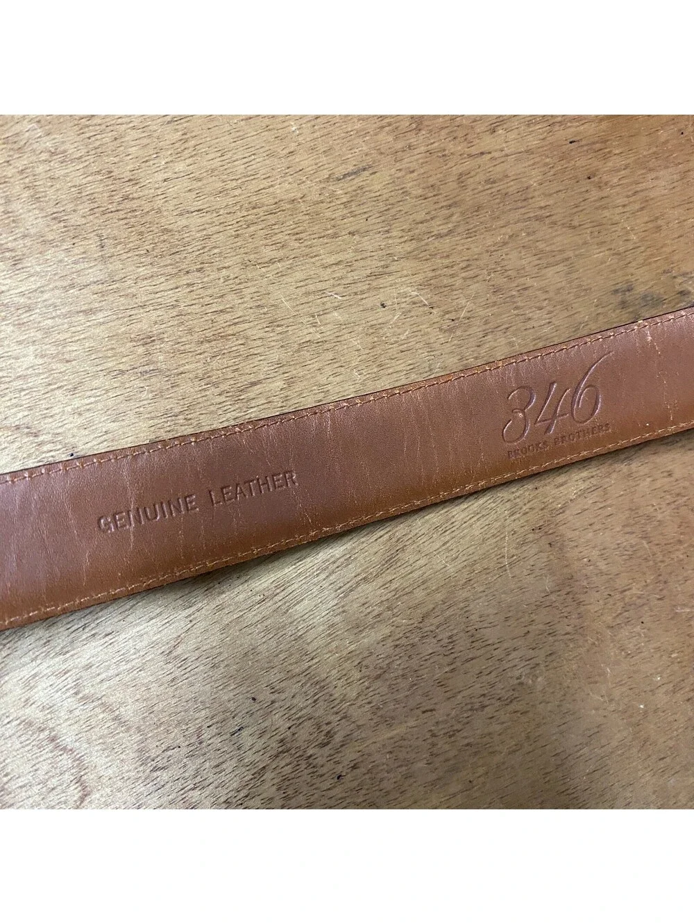 Brooks Brothers 346 Brown Genuine Leather Belt Mens Size 38/95 Gold Buckle